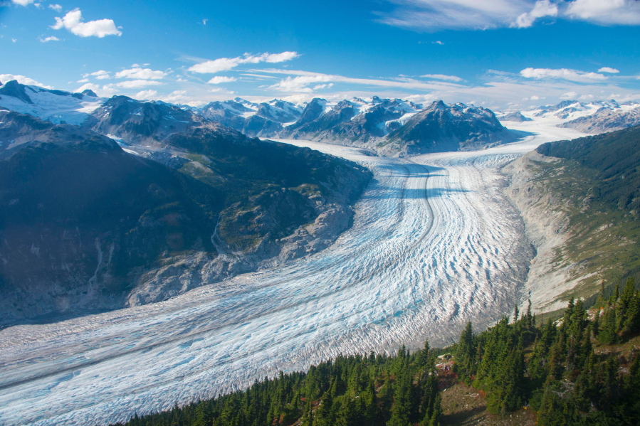 This September 2017 photo shows the Klinaklini glacier in British Columbia, Canada. The glacier and the adjacent icefield lost about 15 gigatons of water from 2000-2019, Menounos says. And the rate of loss accelerated over the last five years of the study.