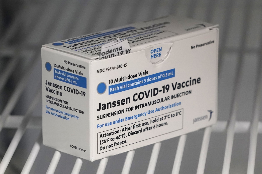 FILE - In this March 25, 2021 file photo, a box of the Johnson &amp; Johnson COVID-19 vaccine is shown in a refrigerator at a clinic in Washington state. A batch of Johnson &amp; Johnson&#039;s COVID-19 vaccine failed quality standards and can&#039;t be used, the drug giant said late Wednesday, March 31, 2021. The drugmaker didn&#039;t say how many doses were lost, and it wasn&#039;t clear how the problem would impact future deliveries. (AP Photo/Ted S.