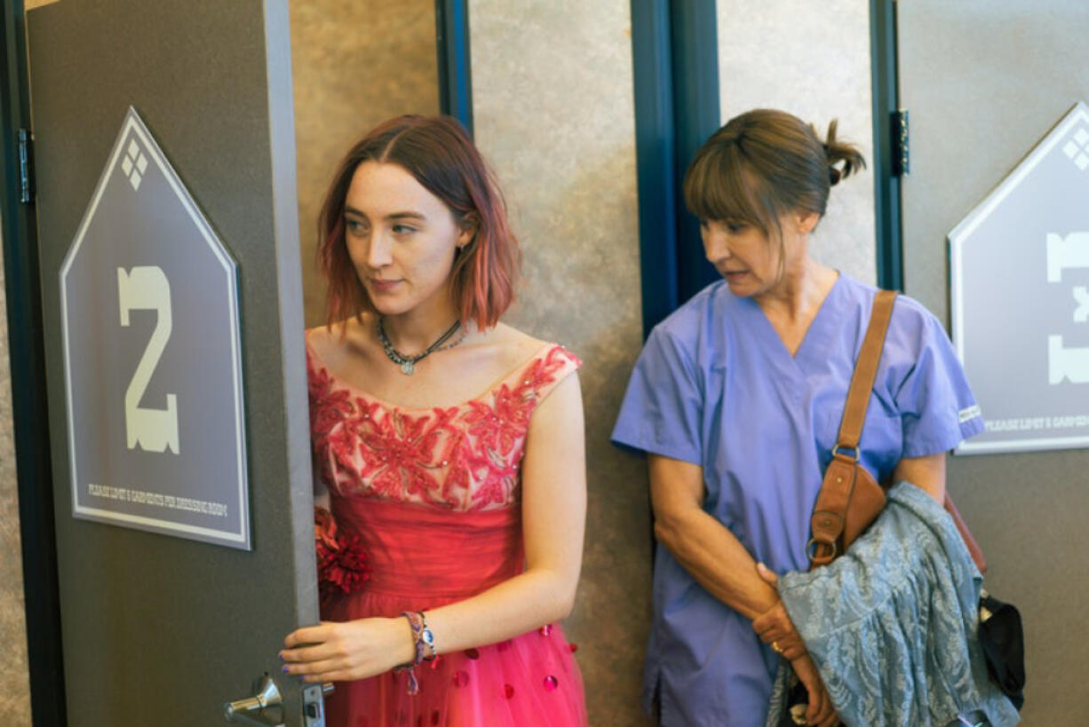 Saoirse Ronan, left, and Laurie Metcalf in "Lady Bird." (A24 Films)