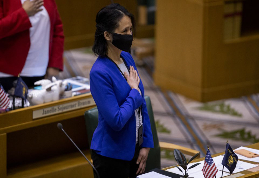 Rep. Khanh Pham being sworn in as a state legislator in January. Pham said the safety issues on 82nd Avenue were a major reason she ran for office.
