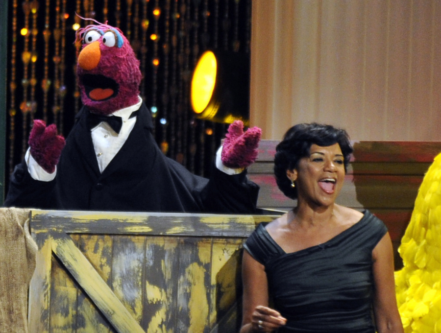 Actress Sonia Manzano, right, performs at the 2009 Daytime Emmy Awards in Los Angeles.