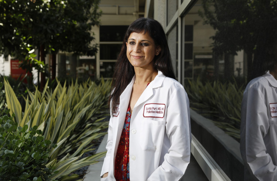Dr. Sunita Puri, who is trying to rally funds to send supplies to India for the COVID-19 crisis, is photographed at Keck Hospital of USC in Los Angeles on Friday, May 7, 2021.