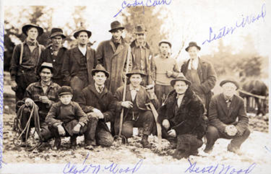 Before being elected the first Democratic sheriff in Clark County, Lester Wood (standing back row right) often worked in his father's business. Scott Wood ran a furniture business and auctioned farm equipment. After the conviction of his son's murderer, Scott Wood, distraught by the death penalty, hoped the governor might change it.