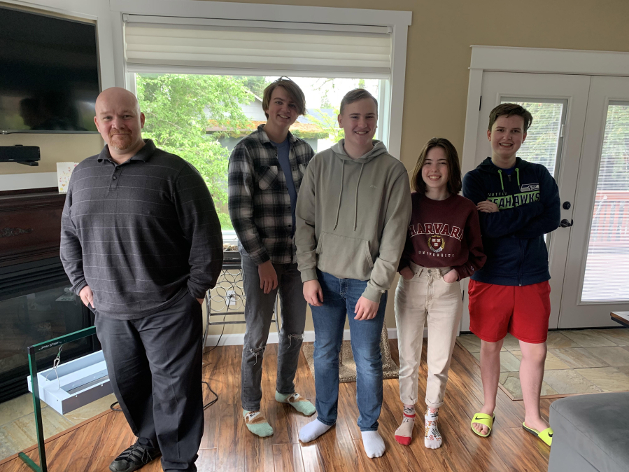 RIDGEFIELD: From left, Ridgefield High School Knowledge Bowl Coach David Jacobson, team captain Jonah Kropp, and team members Micah Ross, Olivia DesRochers, and Adam Ford all took third place at the national competition this year.