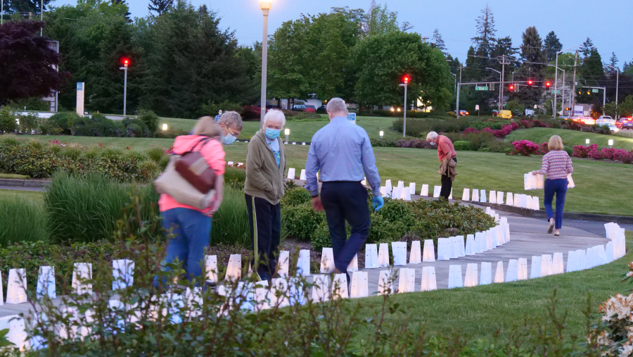 NORTH GARRISON HEIGHTS: PeaceHealth Southwest Medical Center held a luminary display event to honor lives lost from COVID-19, as well as caregivers and hospital workers.