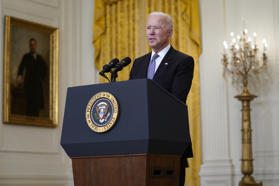 President Joe Biden speaks about distribution of COVID-19 vaccines, in the East Room of the White House, Monday, May 17, 2021, in Washington.