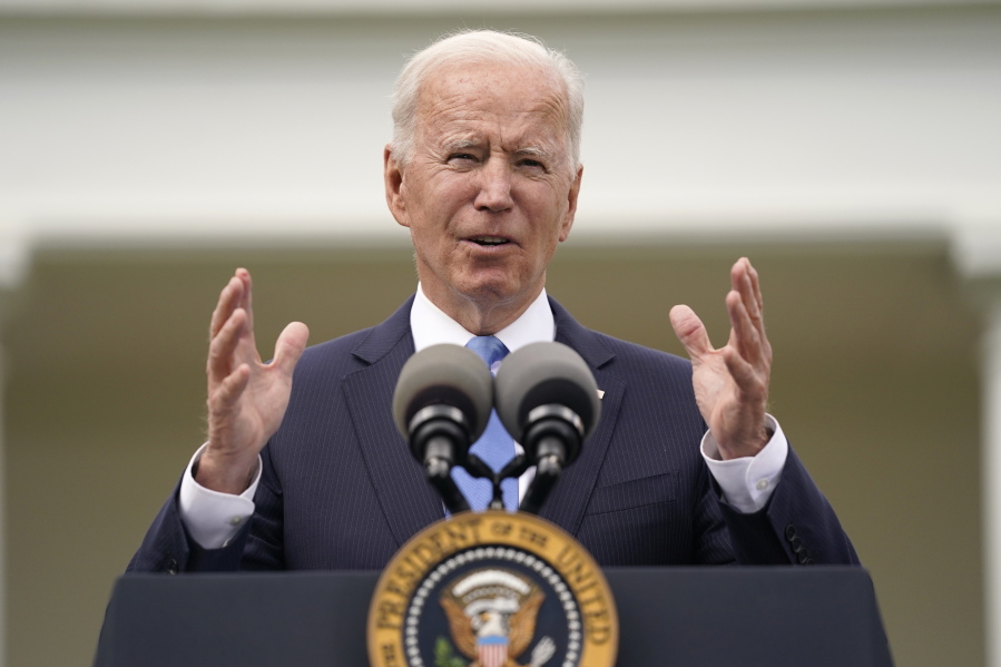 President Joe Biden speaks on updated guidance on face mask mandates and COVID-19 response, in the Rose Garden of the White House, Thursday, May 13, 2021, in Washington.