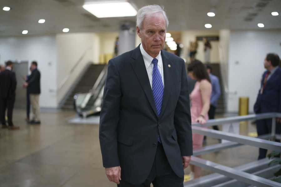 Sen. Ron Johnson, R-Wis., an ally of former President Donald Trump, arrives as senators go to the chamber for votes ahead of the approaching Memorial Day recess, at the Capitol in Washington, Thursday, May 27, 2021. Senate Republicans are ready to deploy the filibuster to block a commission on the Jan. 6 insurrection, shattering chances for a bipartisan probe of the deadly assault on the U.S. Capitol and reviving pressure to do away with the procedural tactic that critics say has lost its purpose. (AP Photo/J.
