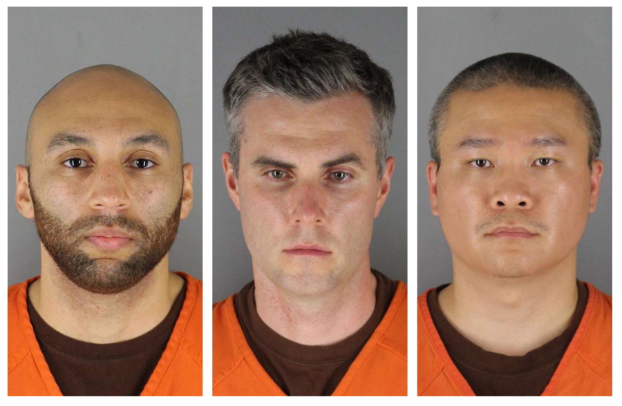 FILE - This combination of photos provided by the Hennepin County Sheriff's Office in Minnesota on Wednesday, June 3, 2020, shows from left, former Minneapolis police officers J. Alexander Kueng, Thomas Lane and Tou Thao. The trial of the three former Minneapolis police officers charged with aiding and abetting in the death of George Floyd will be pushed back to March 2022, in part to allow the publicity over Derek Chauvin's conviction to cool off, a judge ruled Thursday May 13, 2021.