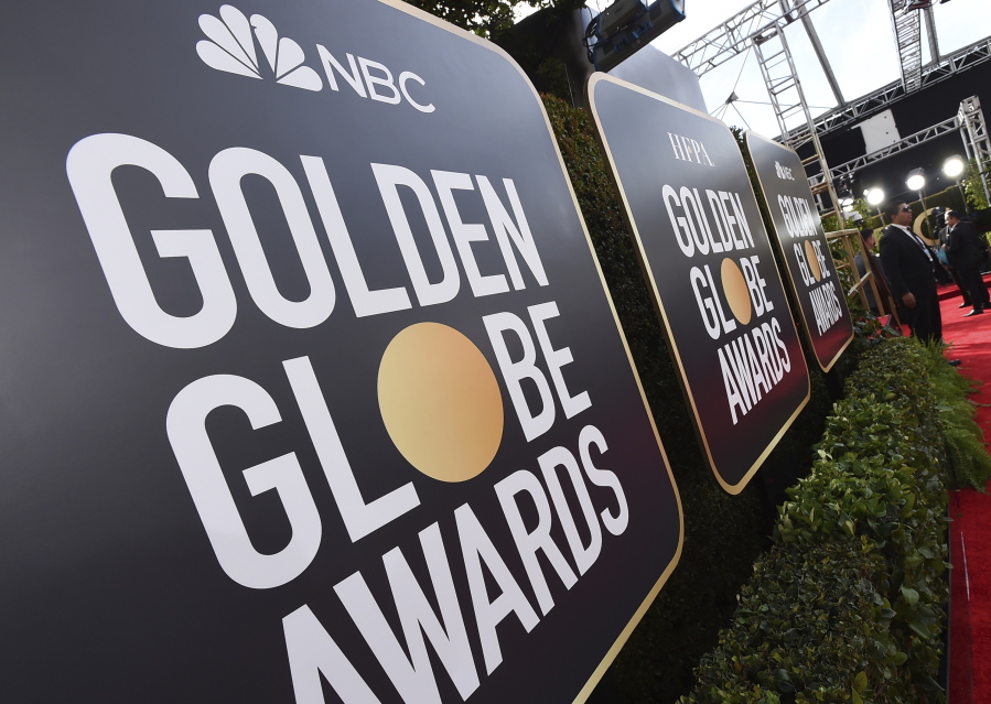 FILE - Signage promoting the 77th annual Golden Globe Awards and NBC appears in Beverly Hills, Calif. on Jan. 5, 2020.  NBC said Monday that will not air the Golden Globes in 2022.