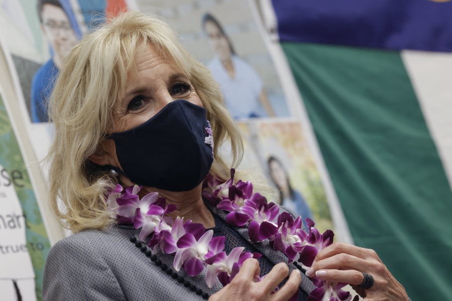First lady Jill Biden visits a classroom at Glendale Middle School on Wednesday, May 5, 2021, in Salt Lake City.