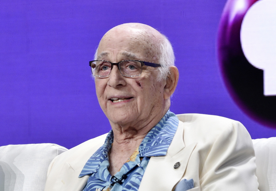 FILE - IN this July 31, 2018 file photo shows actor  Gavin MacLeod during a panel discussion on the PBS special "Betty White: First Lady of Television" during the 2018 Television Critics Association Summer Press Tour at the Beverly Hilton in Beverly Hills, Calif.   Gavin MacLeod has died. His nephew told the trade paper Variety that MacLeod died early Saturday, May 29, 2021.