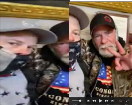 FBI agents found a video in the "trash file" on Jeffrey Grace's cellphone. The video showed he and his son, Jeremy Grace, at left, inside the U.S. Capitol on Jan. 6.