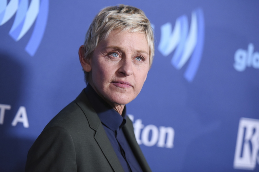 FILE - In this March 21, 2015, file photo, Ellen DeGeneres arrives at the 26th Annual GLAAD Media Awards in Beverly Hills, Calif. DeGeneres, who has seen ratings hit after allegations of running a toxic workplace, has decided her upcoming season next year will be the last. It coincides with the end of her contract.