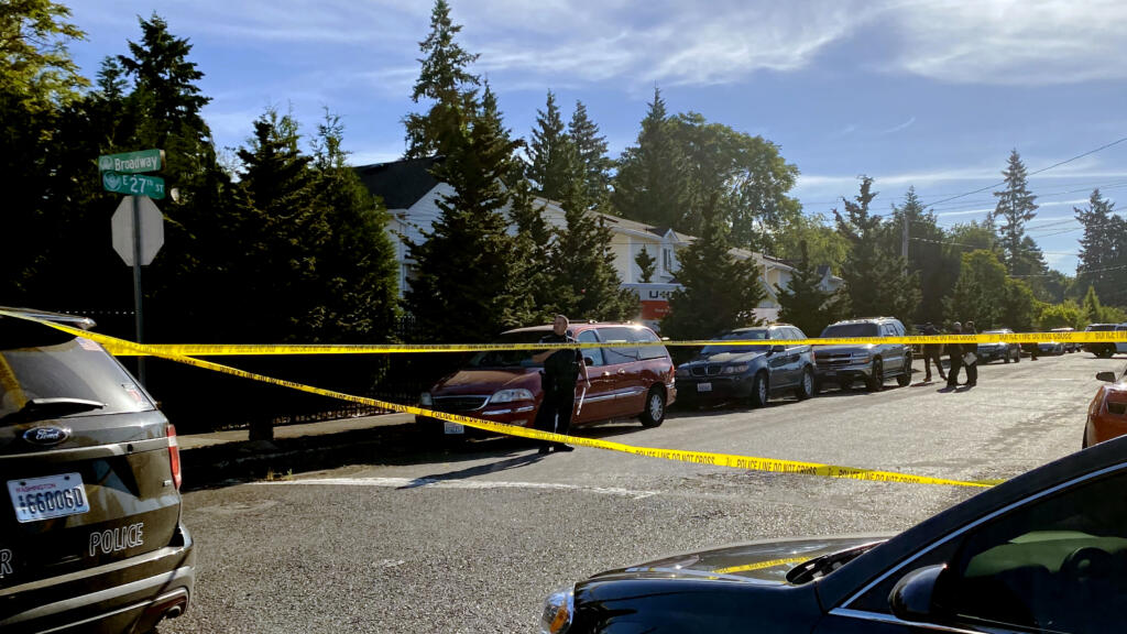 Vancouver police investigate a shooting in the Uptown Village area on Memorial Day.