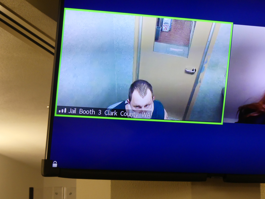 Zachery Hansen appears via Zoom Friday in Clark County Superior Court to face new allegations of attempted murder as part of an existing domestic violence-related case. Judge Emily Sheldrick set Hansen's bail at $1 million.