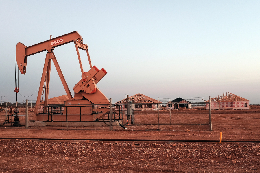 An oil well in Midland, Texas. Earthquakes are increasing to record levels in areas of shale production.