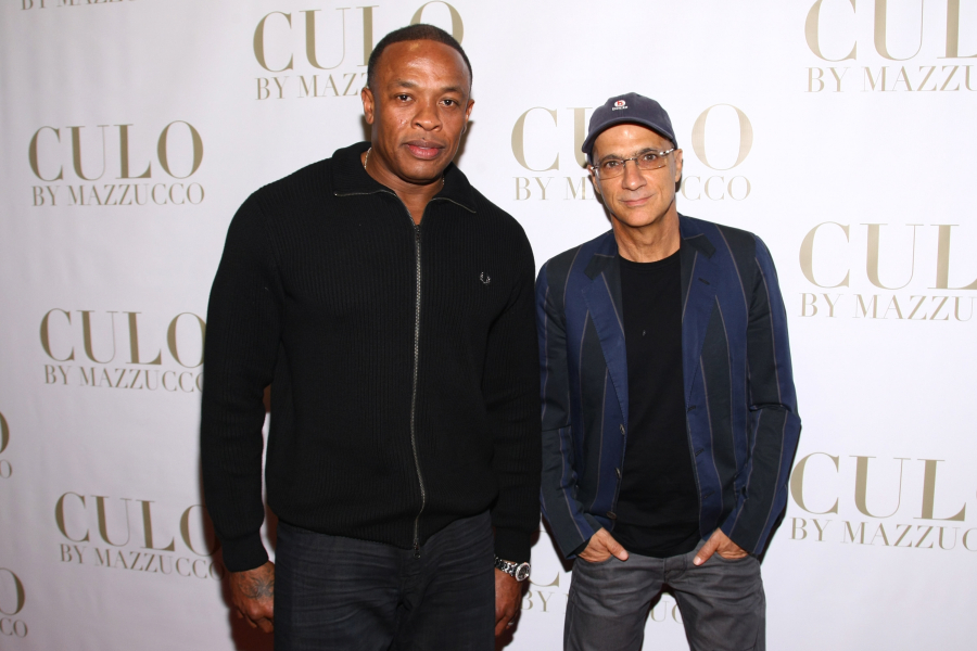 Dr. Dre and Jimmy Iovine attend the 'CULO By Mazzucco' Launch at the Tony Shafrazi Gallery in New York City.