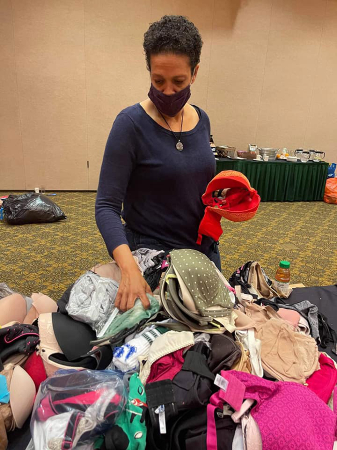 VAN MALL: Members from the National Women's Coalition Against Violence & Exploitation counted 8,700 bras for people in need at its first gathering in more than a year at The Heathman Lodge.
