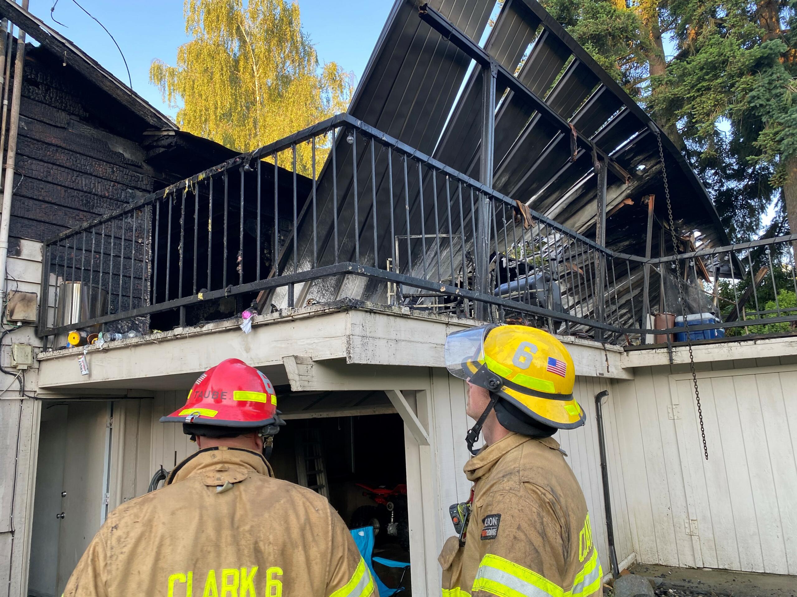 Clark County Fire District 6 responded to a house fire in Hazel Dell early Monday morning. One dog trapped in the house was saved but one died. No other residents of the home were reported injured.