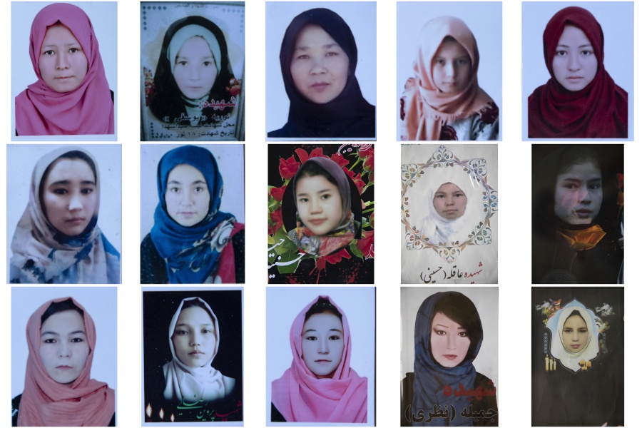 This combination photo shows portraits of Afghan Hazara schoolgirls who were among nearly 100 people killed in bombing attacks outside their school on May 8, 2021. After the collapse of the Taliban 20 years ago, Afghanistan's ethnic Hazaras began to flourish and soon advanced in various fields, including education and sports, and moved up the ladder of success. They now fear those gains will be lost to chaos and war after the final withdrawal of American and NATO troops from Afghanistan this summer.