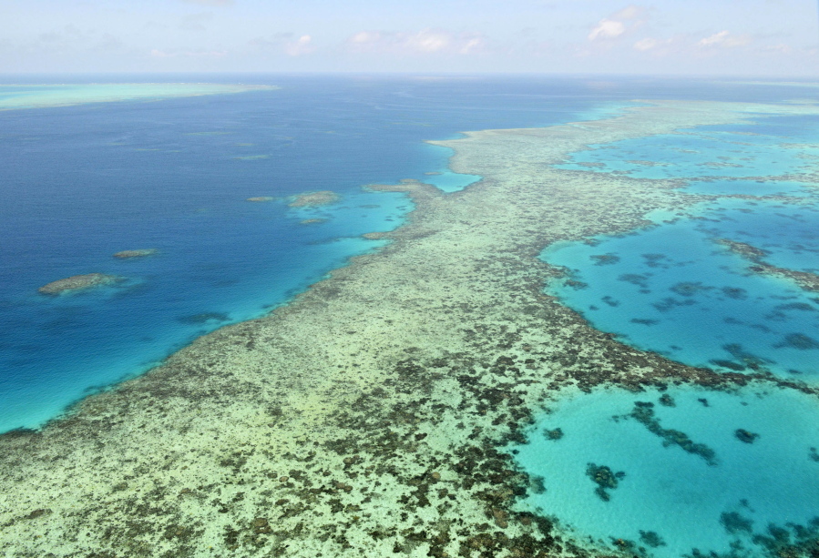 This aerial photos shows the Great Barrier Reef in Australia on Dec. 2, 2017.