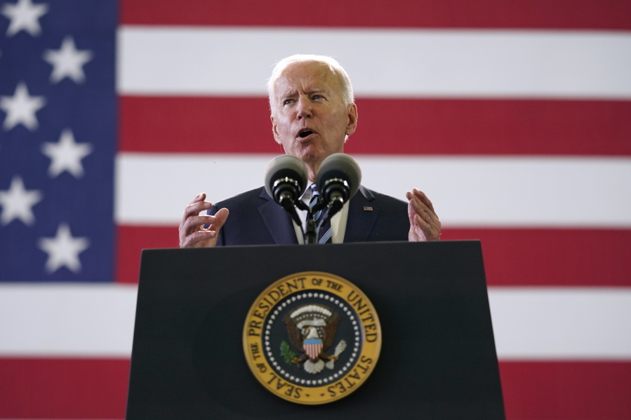 FILE - In this Wednesday, June 9, 2021, file photo, President Joe Biden speaks to American service members at RAF Mildenhall in Suffolk, England. The Biden administration says it will enhance its analysis of threats from domestic terrorists as part of a nationwide strategy to combat domestic terrorism.