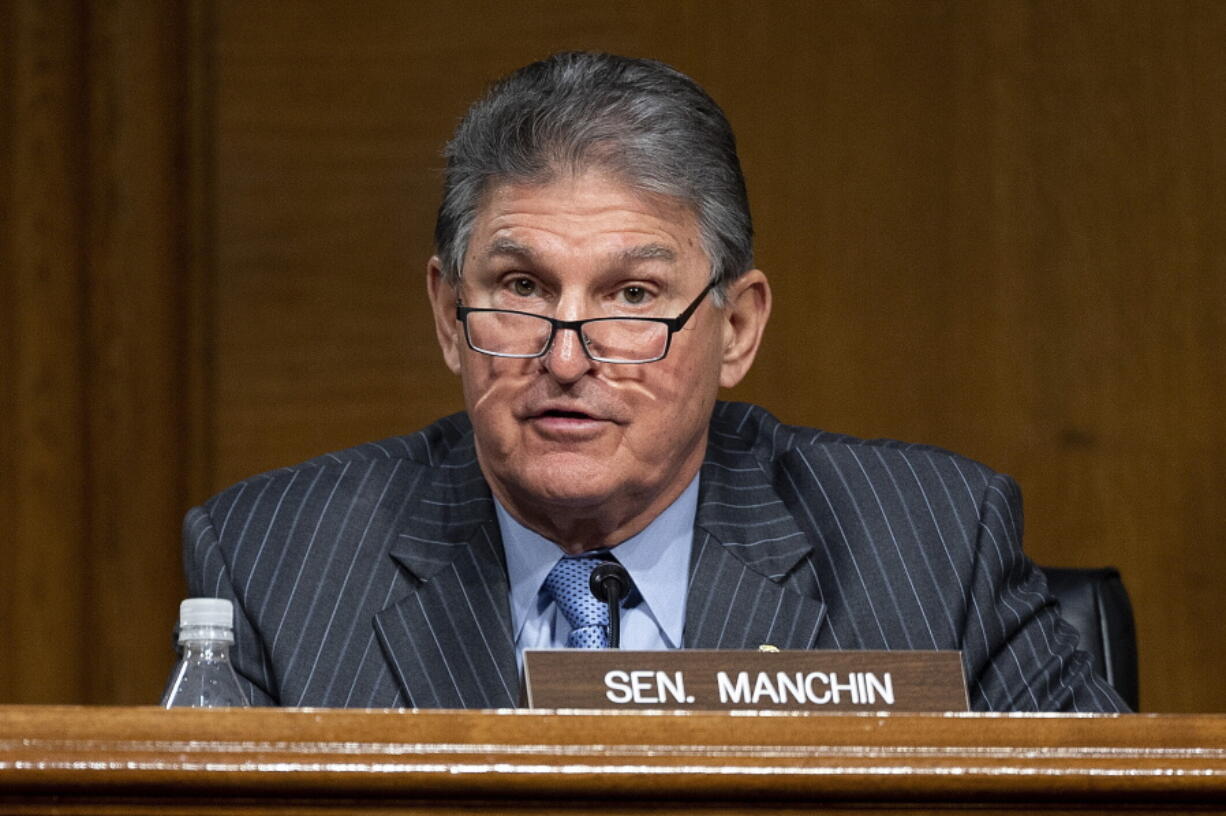 Committee Ranking Member Sen. Joe Manchin, D-WVa., speaks during a hearing to examine the nomination of former Gov. Jennifer Granholm, D-Mich., as she testifies before the Senate Energy and Natural Resources Committee during a hearing to examine her nomination to be Secretary of Energy, Wednesday, Jan. 27, 2021 on Capitol Hill in Washington.
