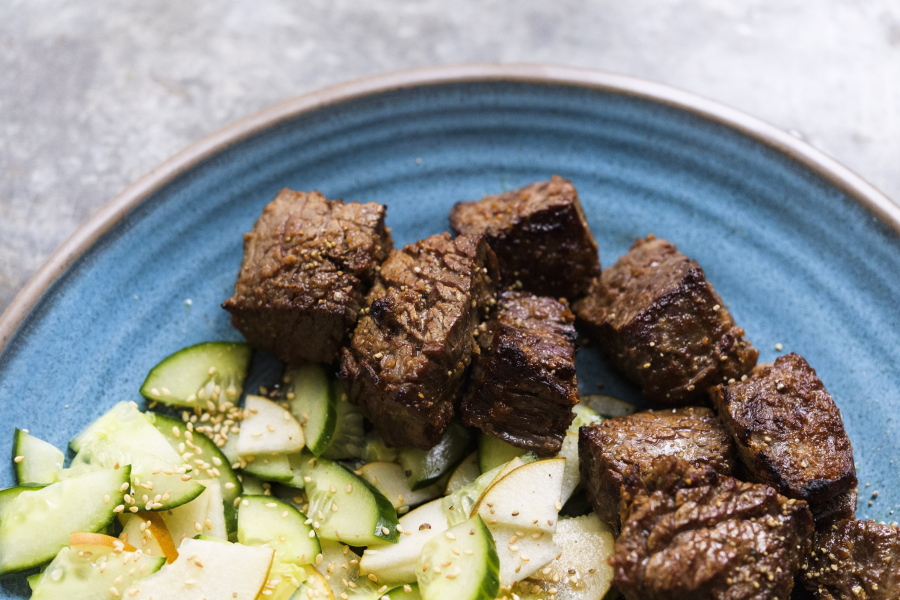Ginger-Soy Steak With Pear-Cucumber Salad (Milk Street)