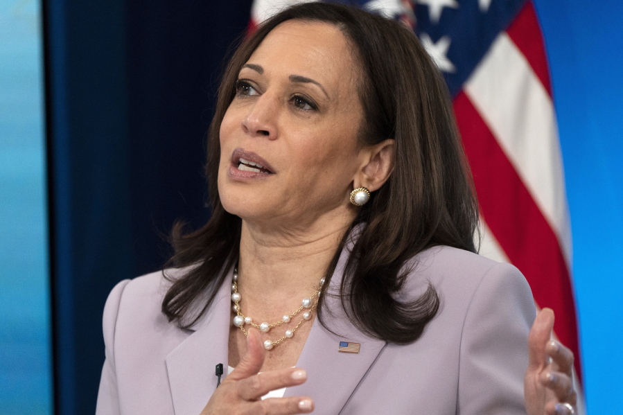 Vice President Kamala Harris speaks about voting rights, Wednesday, June 23, 2021, from the South Court Auditorium on the White House complex in Washington.