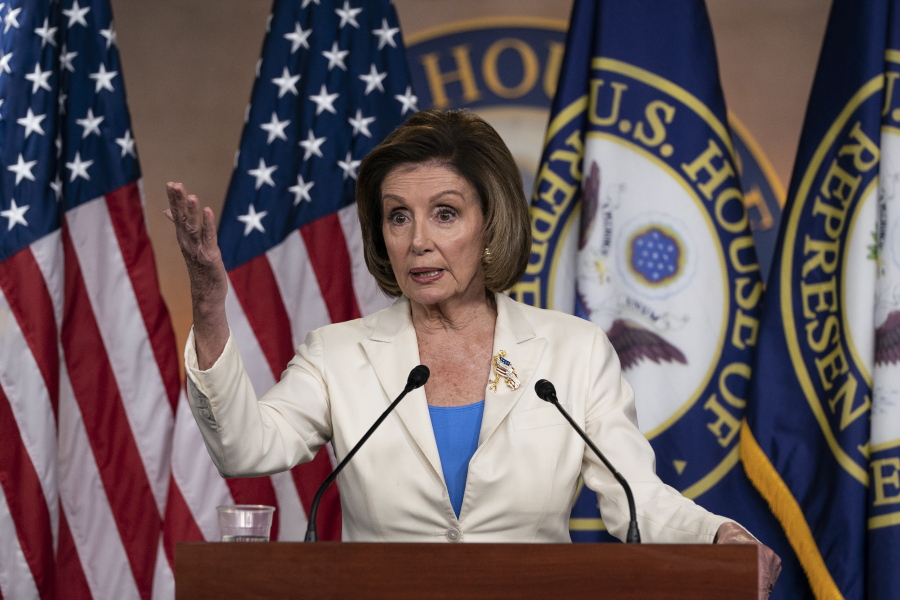 House Speaker Nancy Pelosi of Calif., speaks during a media availability at the Capitol in Washington, Thursday, June 24, 2021. Pelosi announced on Thursday that she's creating a special committee to investigate the Jan.