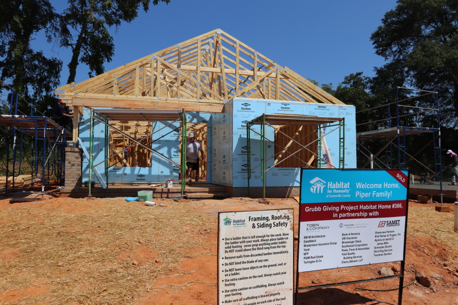 In this photo provided by Habitat for Humanity of Greenville County, a home is constructed by Habitat for Humanity on Sept. 12, 2019, in Greenville, S.C. Reeling from massive cutbacks in volunteers during the COVID-19 pandemic, and grappling with high construction costs, Habitat for Humanity affiliates would be the first to admit they're struggling.