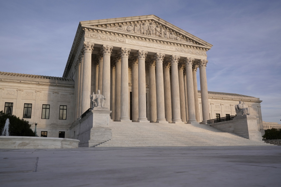 In this Nov. 5, 2020 file photo, The Supreme Court is seen in Washington. (AP Photo/J.