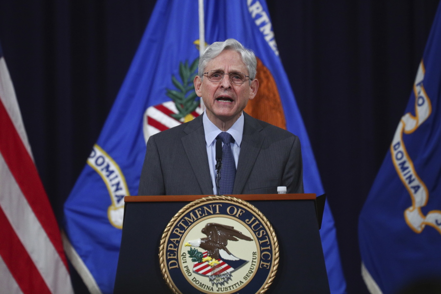 U.S. Attorney General Merrick Garland speaks about voting rights at the Justice Department in Washington, on Friday, June 11, 2021.