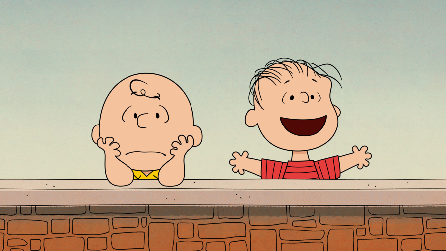 Charlie Brown and Linus of "Peanuts." A new special, "Who Are You, Charlie Brown?" premieres Friday on Apple TV Plus.