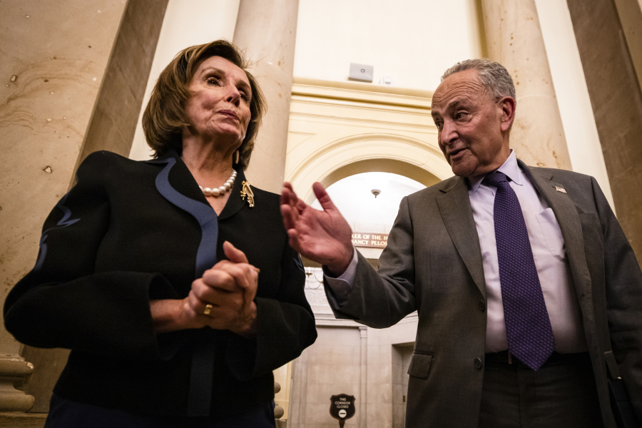 Top Democrats such as Senate Majority Leader Charles E. Schumer (right) of New York and Speaker Nancy Pelosi of California support repealing the SALT cap because it would benefit their constituents.