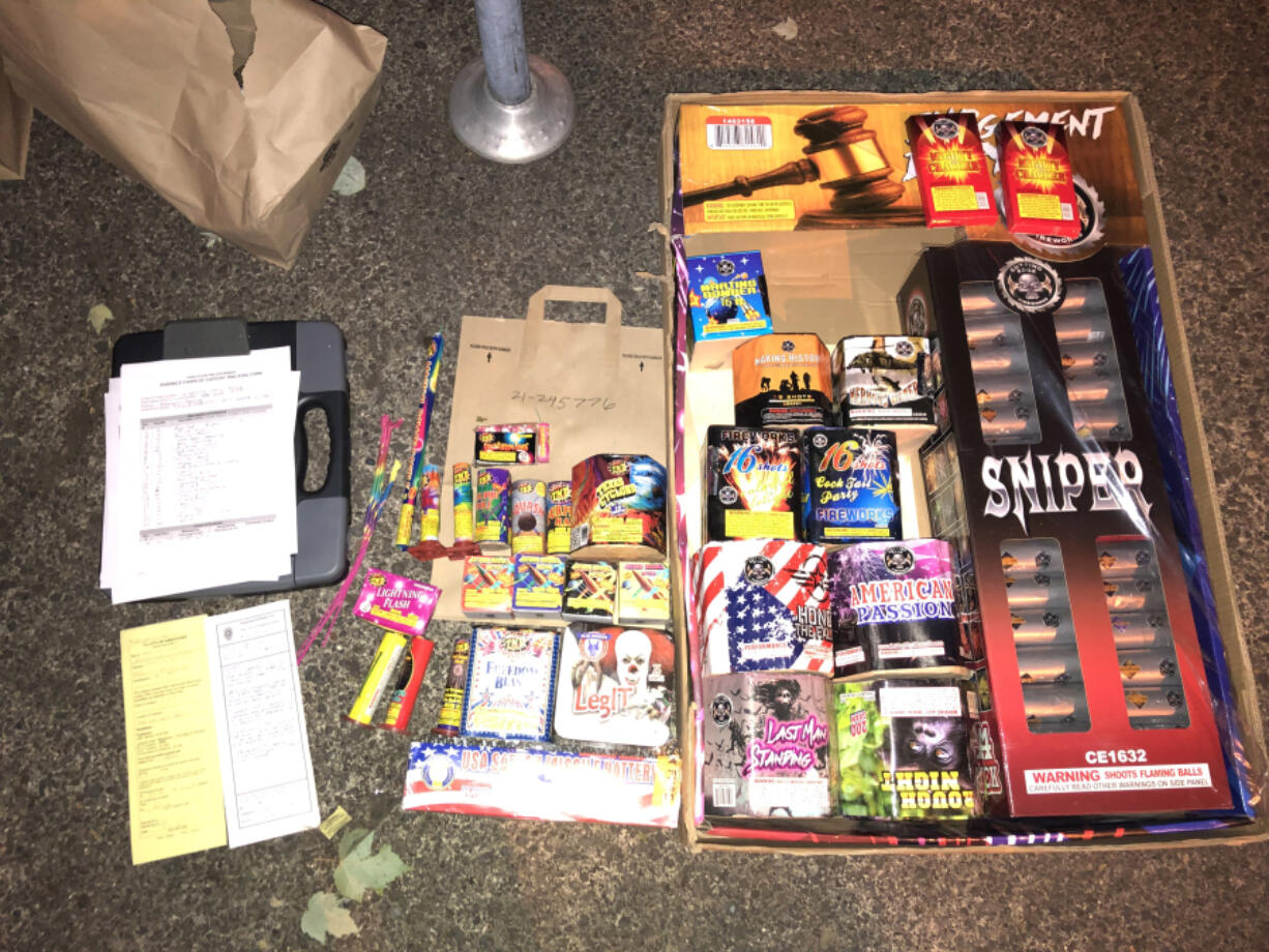 A Vancouver deputy fire marshal confiscated fireworks from someone who had them on the Forth of July, despite a running fireworks ban in the city. Fire officials confiscated fireworks from 16 people and issued seven citations on the holiday this year.