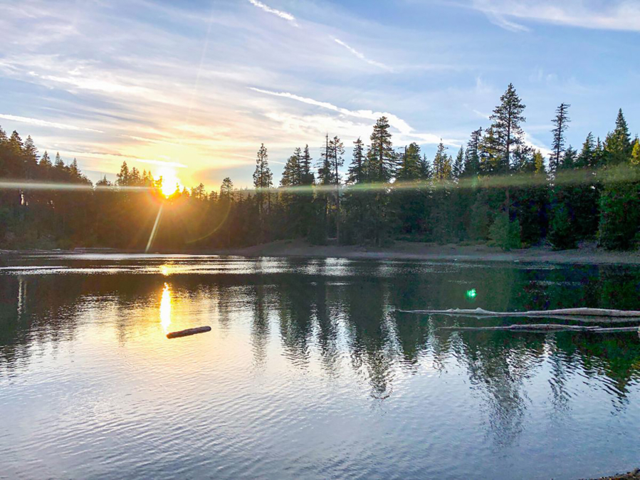 Scout Lake at sunset in July 2020.