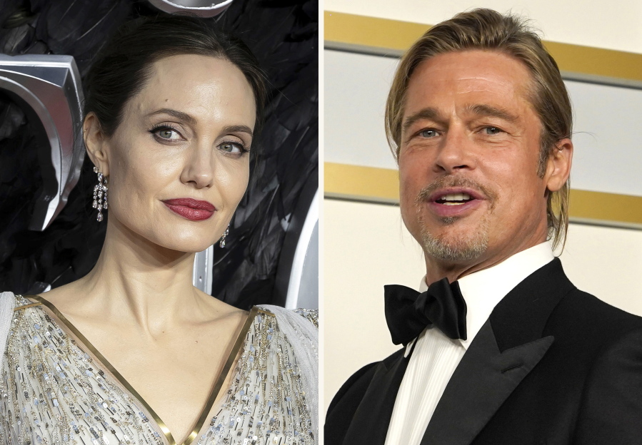 In this combination photo, Angelina Jolie, left, arrives at the European Premiere of "Maleficent Mistress of Evil" in central London on Oct. 9, 2019, and Brad Pitt poses in the press room at the Oscars on April 25, 2021, in Los Angeles. A California appeals court on Friday, July 23, 2021, disqualified a private judge being used by Angelina Jolie and Brad Pitt in their divorce case, handing Jolie a major victory. The 2nd District Court of Appeal agreed with Jolie that Judge John Ouderkirk didn't sufficiently disclose business relationships with Pitt's attorneys. The decision means that the custody fight over the couple's five minor children, which was nearing an end, could be starting over.