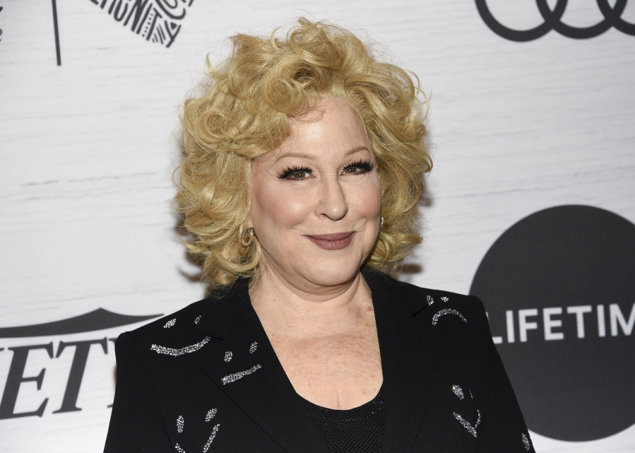 FILE - In this April 5, 2019, file photo Bette Midler attends Variety's Power of Women: New York in New York. The Kennedy Center Honors is returning in December with a class that includes Motown Records creator Berry Gordy, "Saturday Night Live" mastermind Lorne Michaels and actress-singer Bette Midler. Organizers expect to operate at full capacity, after last year's Honors ceremony was delayed for months and later conducted under intense COVID-19 restrictions.