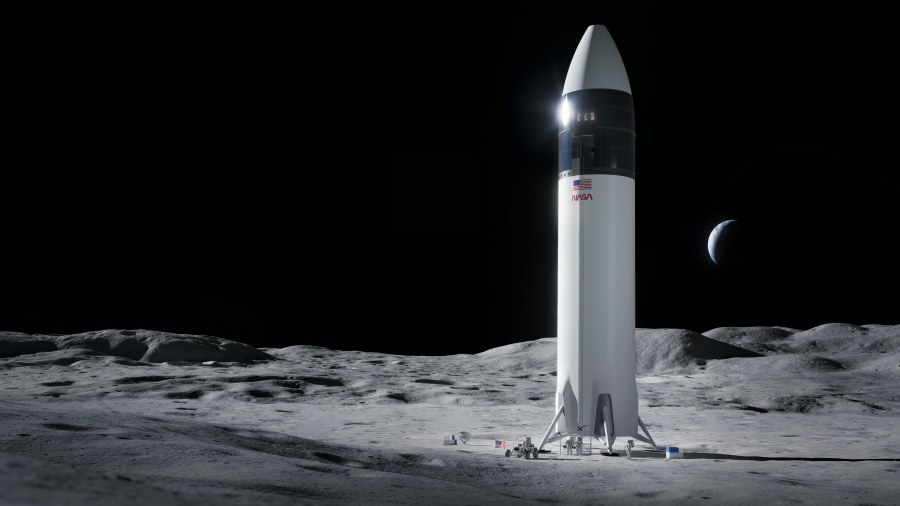 This is an illustration provided by SpaceX shows the SpaceX Starship human lander design that will carry the first NASA astronauts to the surface of the Moon under the Artemis program. Jeff Bezos has lost his appeal of NASA's contract with Elon Musk's SpaceX to build its new moon lander.