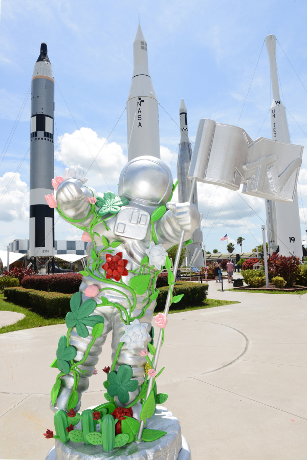 MTV unveils a special edition, large-scale Moon Person at Kennedy Space Center Visitor Complex in honor of The Youth Brand's 40th Anniversary on Sunday in Cape Canaveral, Fla.