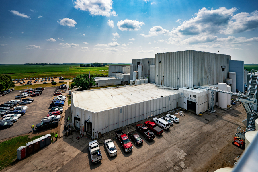This Puris plant, a former dairy processing facility, is just coming online in Dawson, Minnesota. Puris is the largest North American producer of pea protein.