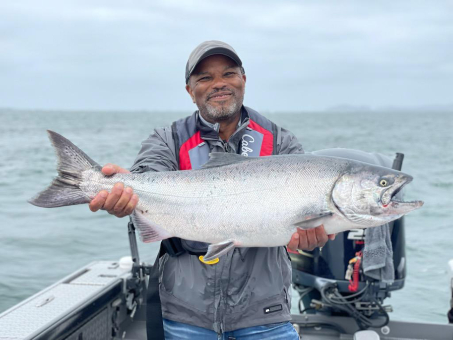 Fishing at Buoy 10 has been very good for most anglers this year. This fine Chinook was caught while fishing with guide Matt Eleazer of Eastfork Outfitters. Chinook retention closes Friday, Aug. 27, 2021.