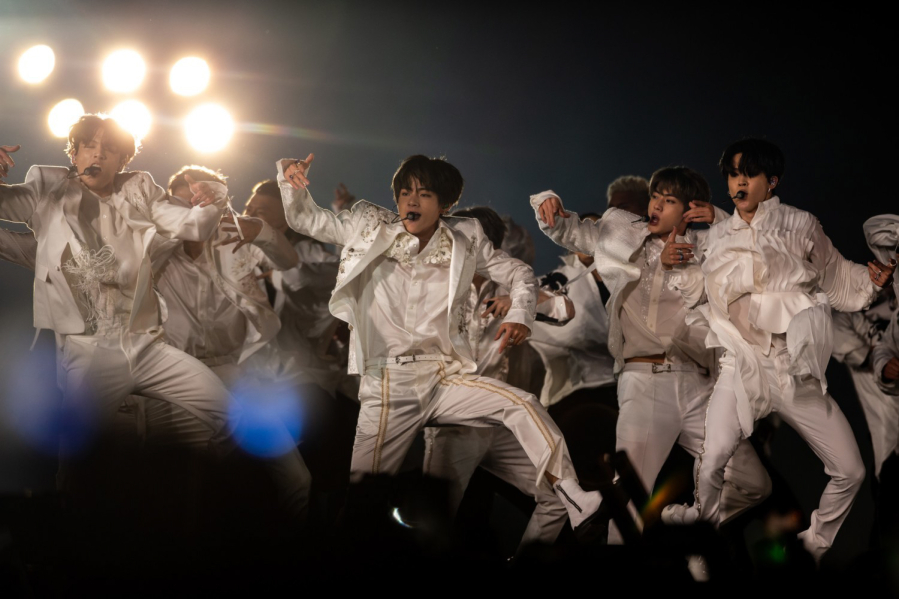 Seven-member South Korean K-pop boy band BTS performs at The Rose Bowl on May 4, 2019, in Pasadena, Calif. BTS canceled their upcoming stadium tour due to the surge in COVID-19 cases.
