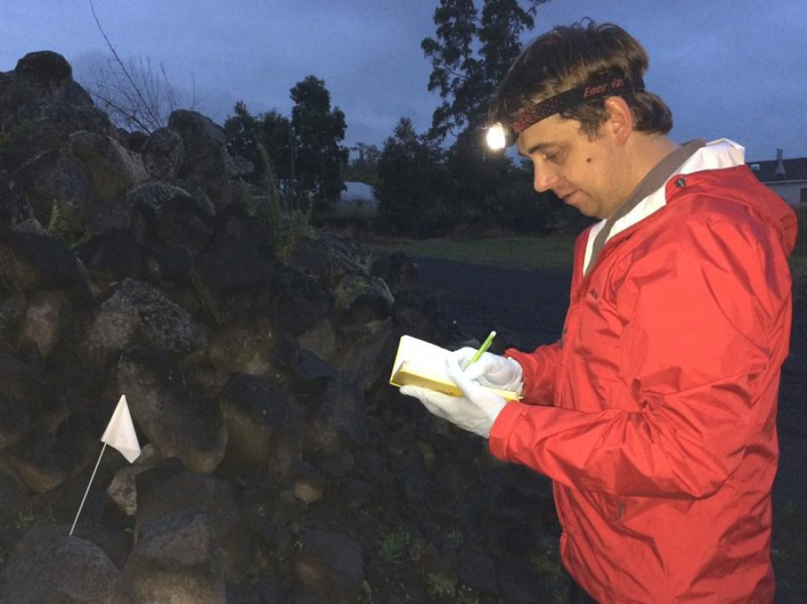 Rory Mc Donnell conducting research on slug attractants.