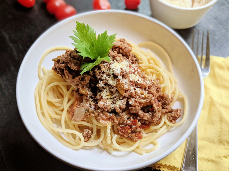 Pasta with a quick-to-prepare bolognese sauce is perfect for busy school nights.