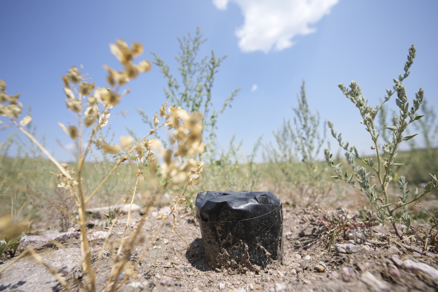 In this Monday, July 26, 2021, photograph, an experimental bore head is shown on the Terry Bison Ranch south of Cheyenne, Wyo.  Figures released this month show that population growth continues unabated in the South and West, even as temperatures rise and droughts become more common.