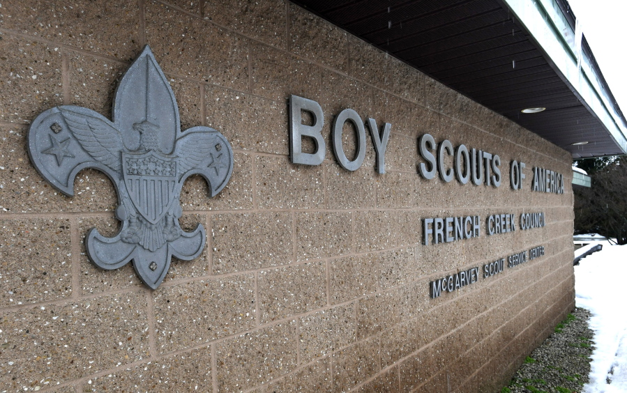 FILE - This Feb. 18, 2020, file photo shows the headquarters for the French Creek Council of the Boy Scouts of America in Summit Township in Erie County, Pa.  Attorneys recently reached a tentative agreement that could help pave the way for the Boy Scouts of America to exit bankruptcy.  A Delaware judge has set a Thursday, Aug. 12, 2021 hearing on a proposed $850 million agreement between the Boy Scouts and attorneys representing about 70,000 child sex abuse claimants.