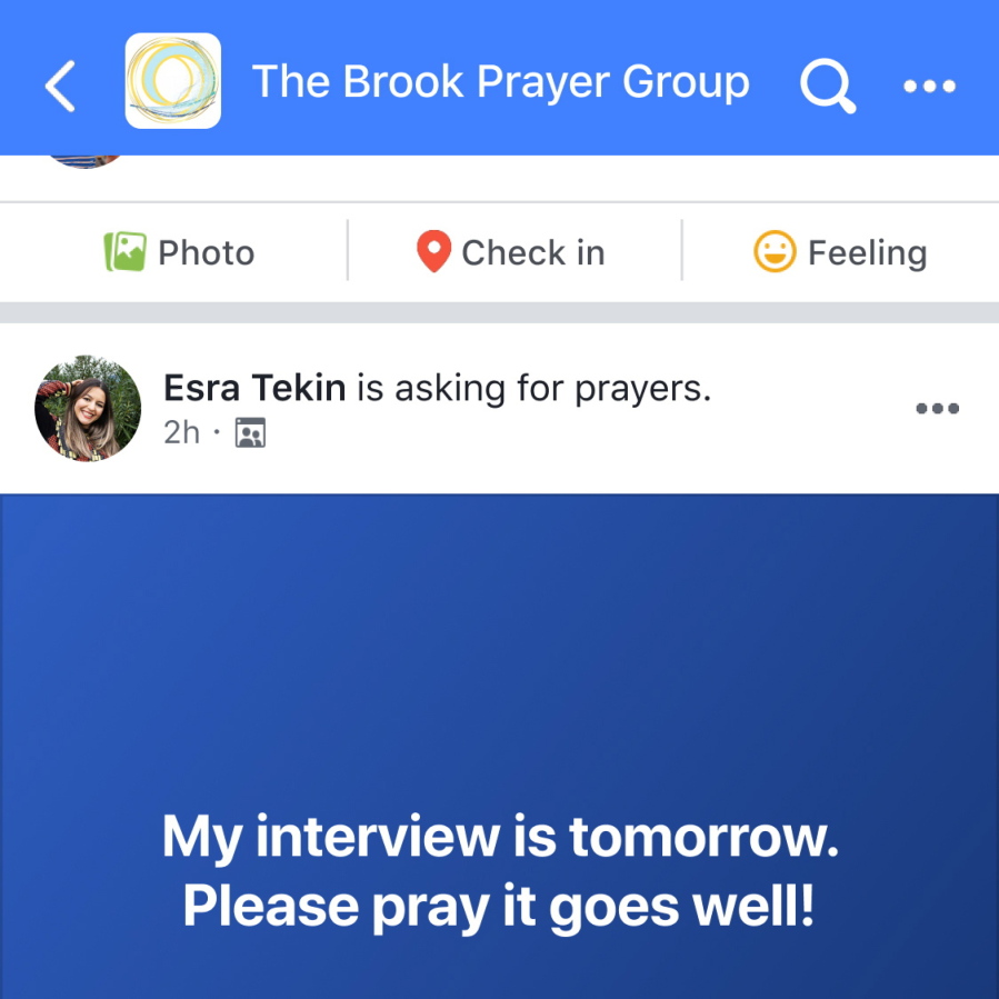 This image provided by Facebook in August 2021 shows a simulation of the social media company's prayer request feature. The tool has been embraced by some religious leaders as a cutting-edge way to engage the faithful online. Others are eyeing it warily as they weigh its usefulness against the privacy and security concerns they have with Facebook.